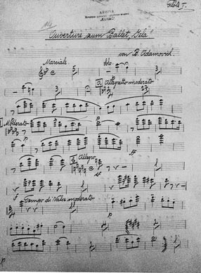 Izvadak iz partiture notnog zapisa baleta jela Bele Adamovića