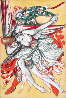 Carević Ivan lovi Žar-pticu, crtež Léona Baksta